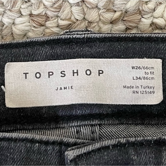 Topshop Jamie Skinny High Rise Jeans Dark Grey/Washed Black - W26 L34 - Picture 5 of 6